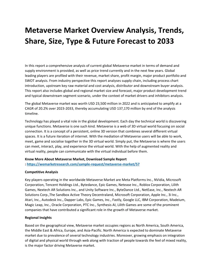 metaverse market overview analysis trends share