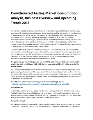 crowdsourced testing market consumption analysis