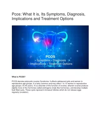 Pcos What It is, Its Symptoms, Diagnosis, Implications and Treatment Options