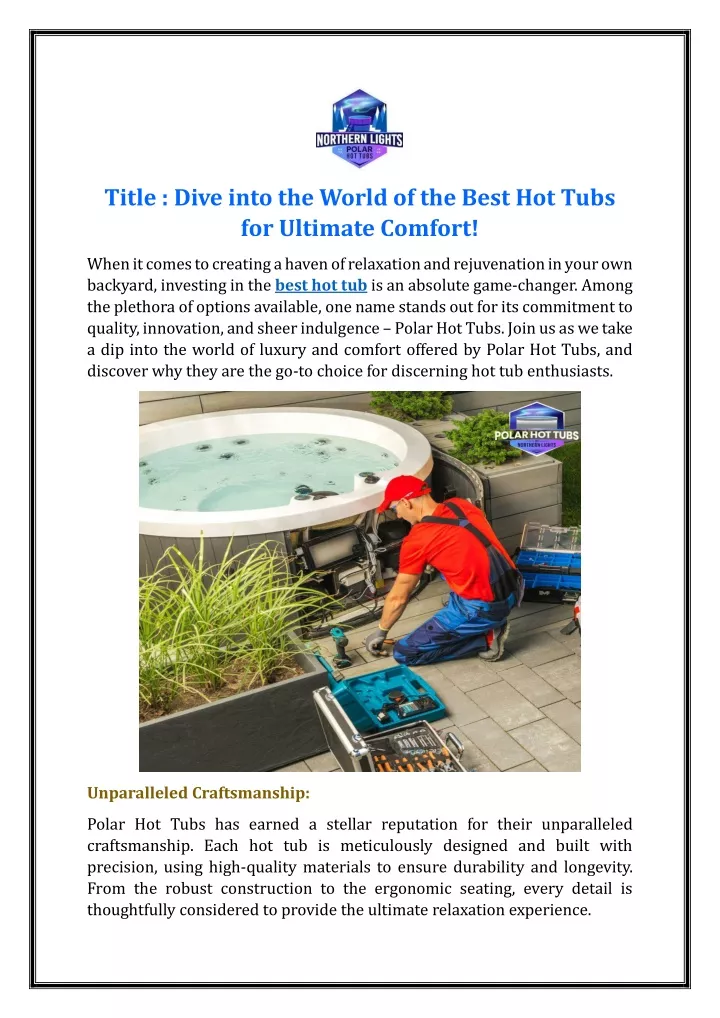 title dive into the world of the best hot tubs