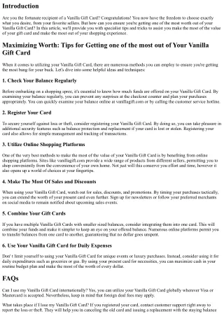 Maximizing Worth: Tips for Getting the Most out of Your Vanilla Gift Card