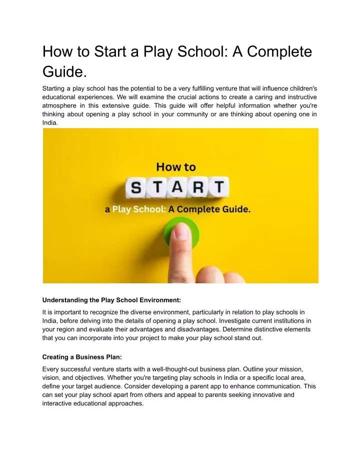 how to start a play school a complete guide