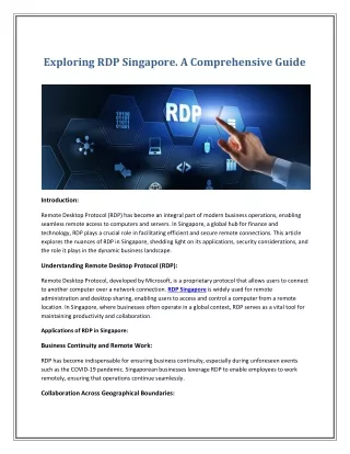 Exploring RDP Singapore. A Comprehensive Guide