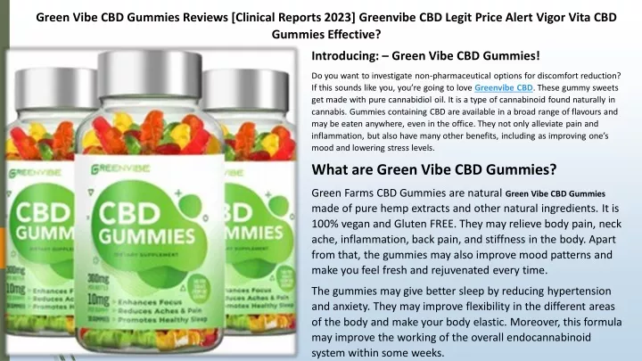 green vibe cbd gummies reviews clinical reports