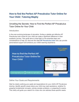 How to find the Perfect AP Precalculus Tutor Online for Your Child _ Tutoring Maphy