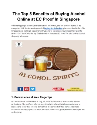 The Top 5 Benefits of Buying Alcohol Online at EC Proof In Singapore