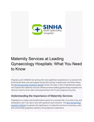 Maternity Services at Leading Gynaecology Hospitals_ What You Need to Know
