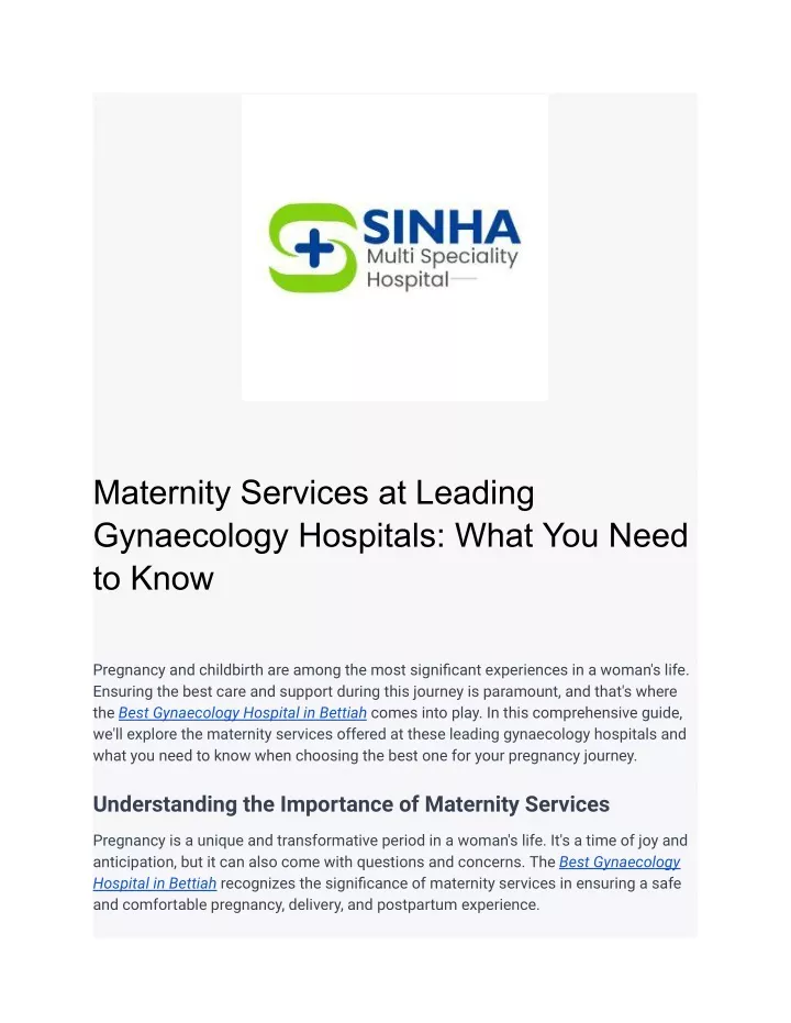 maternity services at leading gynaecology