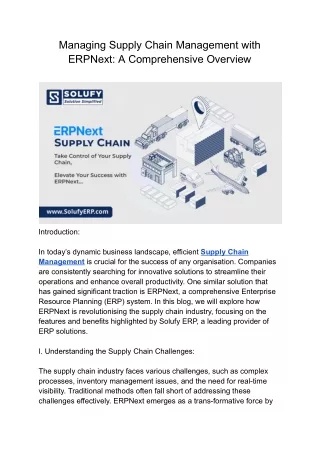 ERPNext Supply Chain Management