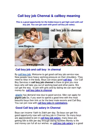 Call boy job Chennai & callboy meaning