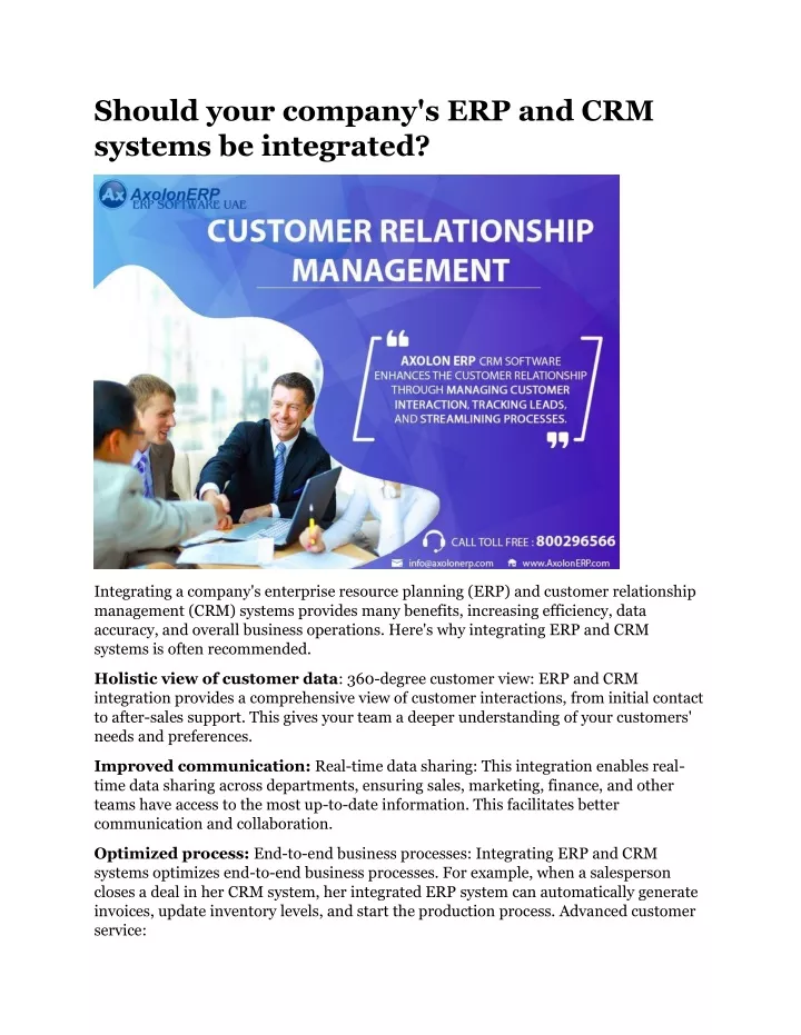 should your company s erp and crm systems