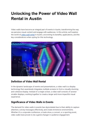 Unlocking the Power of Video Wall Rental in Austin