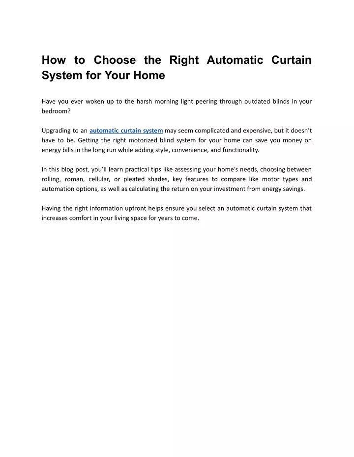 how to choose the right automatic curtain system