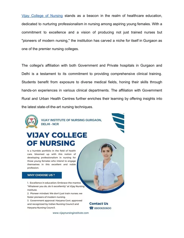 vijay college of nursing stands as a beacon