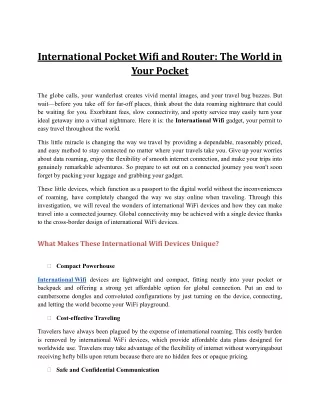International Pocket Wifi and Router: The World in Your Pocket