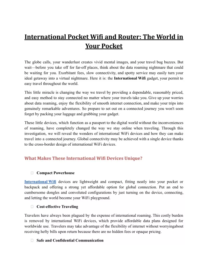 international pocket wifi and router the world
