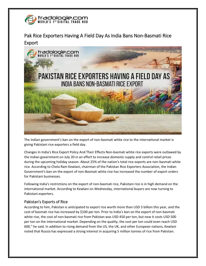 pak rice exporters having a field day as india