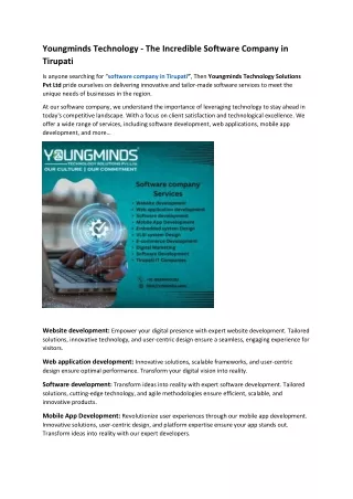 youngminds technology the incredible software