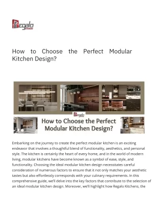 How to Choose the Perfect Modular Kitchen Design?