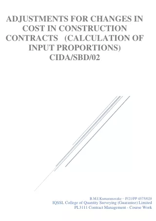 adjustments for changes in cost in construction