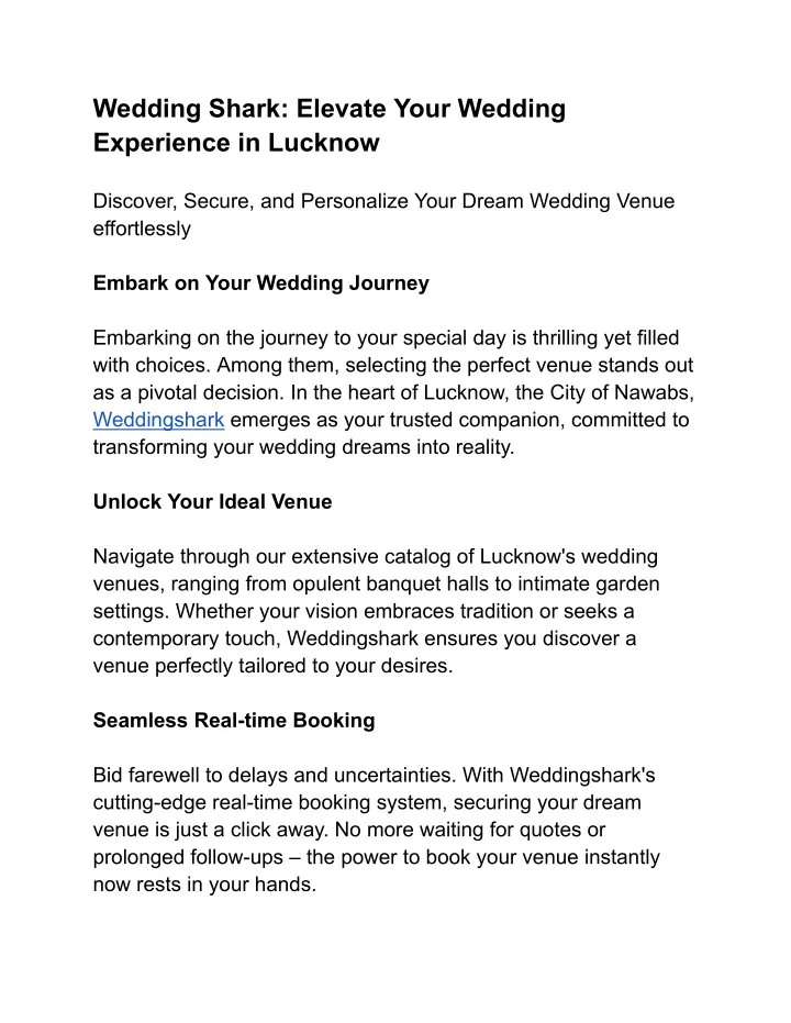 wedding shark elevate your wedding experience