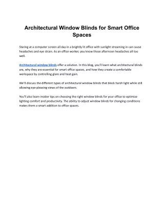 architectural window blinds for smart office
