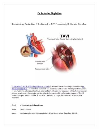 TAVI Procedures by Dr. Ravinder Singh Rao