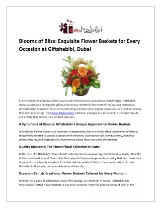 Blooms of Bliss: Exquisite Flower Baskets for Every Occasion at Giftshabibi, Dub