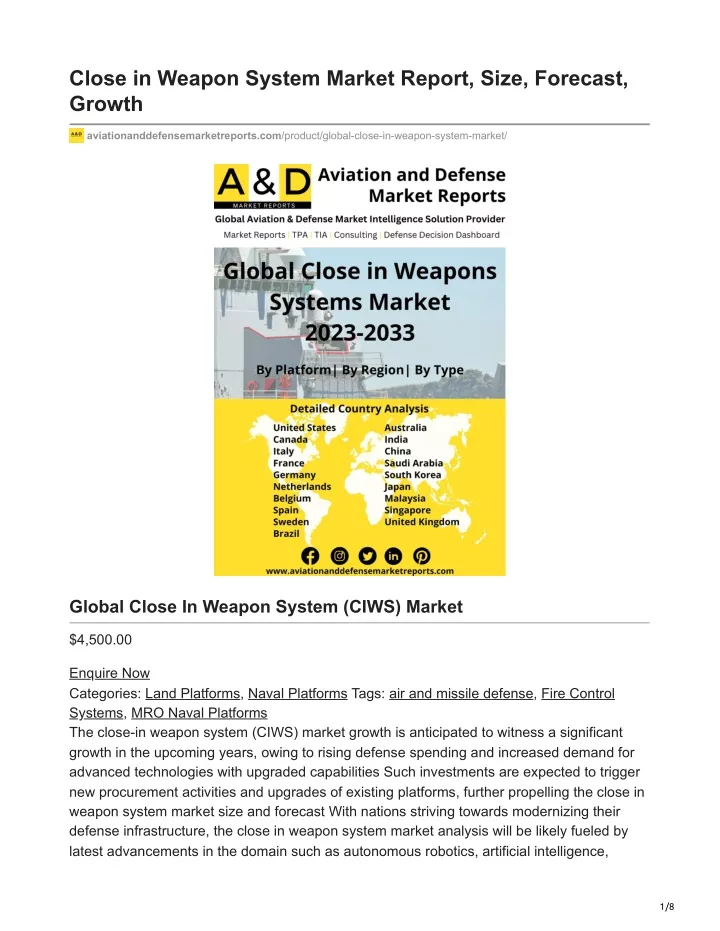 close in weapon system market report size