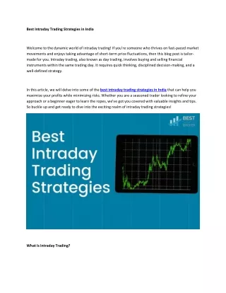 Best Intraday Trading Strategies in India