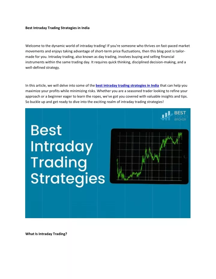 best intraday trading strategies in india