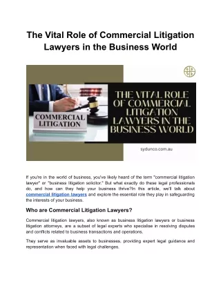 The Vital Role of Commercial Litigation Lawyers in the Business World