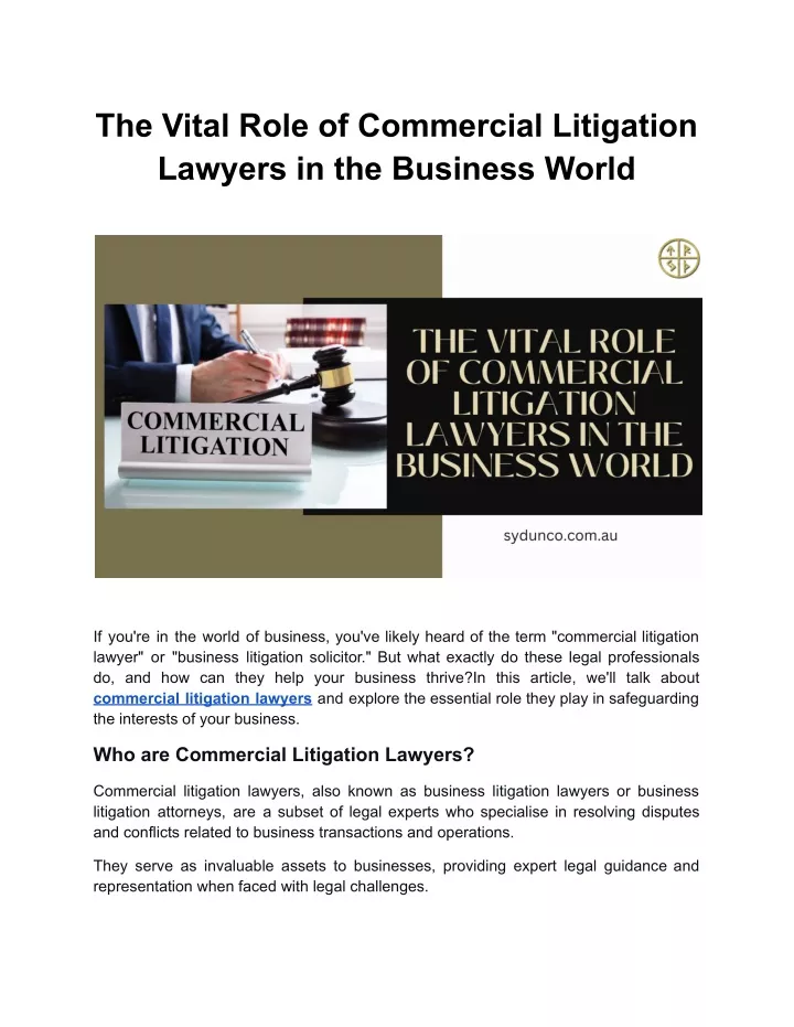 the vital role of commercial litigation lawyers