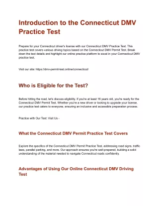 introduction to the connecticut dmv practice test