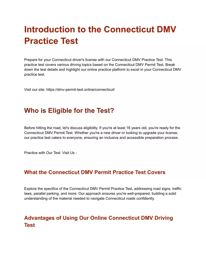 PPT _Connecticut DMV Practice Test PowerPoint Presentation, free