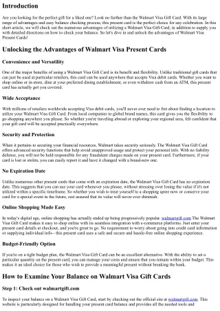 Opening the Advantages of Walmart Visa Present Cards: Examine Your Balance Today