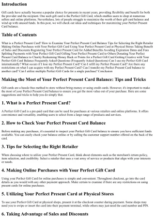 Taking advantage of Your Perfect Present Card Balance: Tips and Tricks