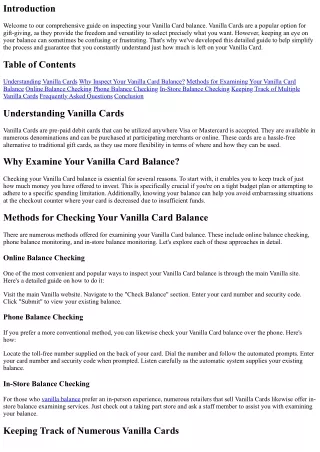Vanilla Balance Made Simple: A Detailed Guide to Checking Your Vanilla Card Bala