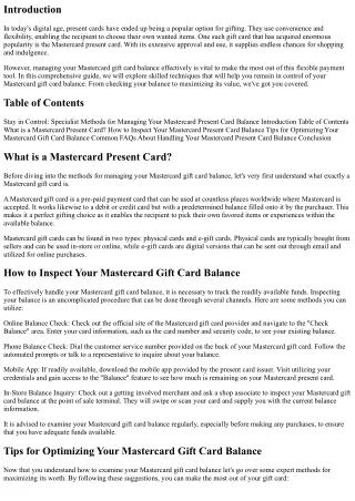 Remain in Control: Specialist Strategies for Handling Your Mastercard Gift Card