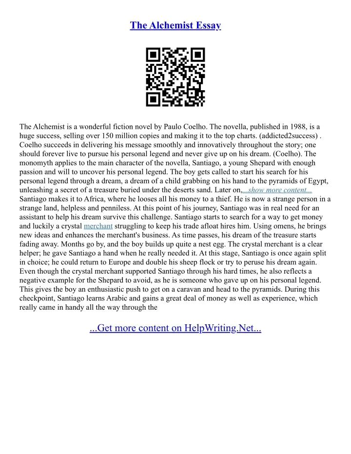 PPT - The Alchemist Essay PowerPoint Presentation, free download - ID ...
