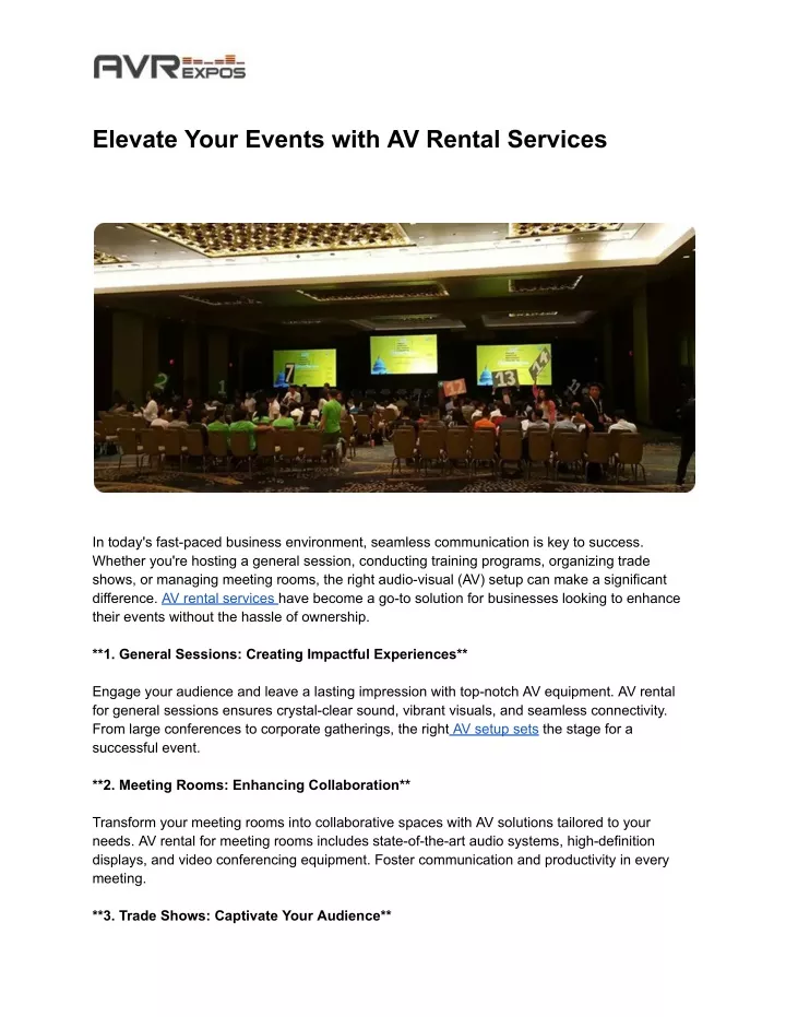 elevate your events with av rental services