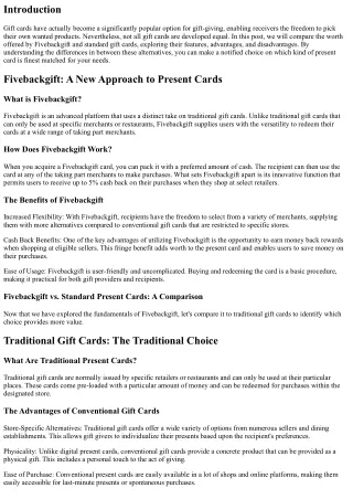 Fivebackgift vs. Traditional Present Cards: Which Offers More Value?