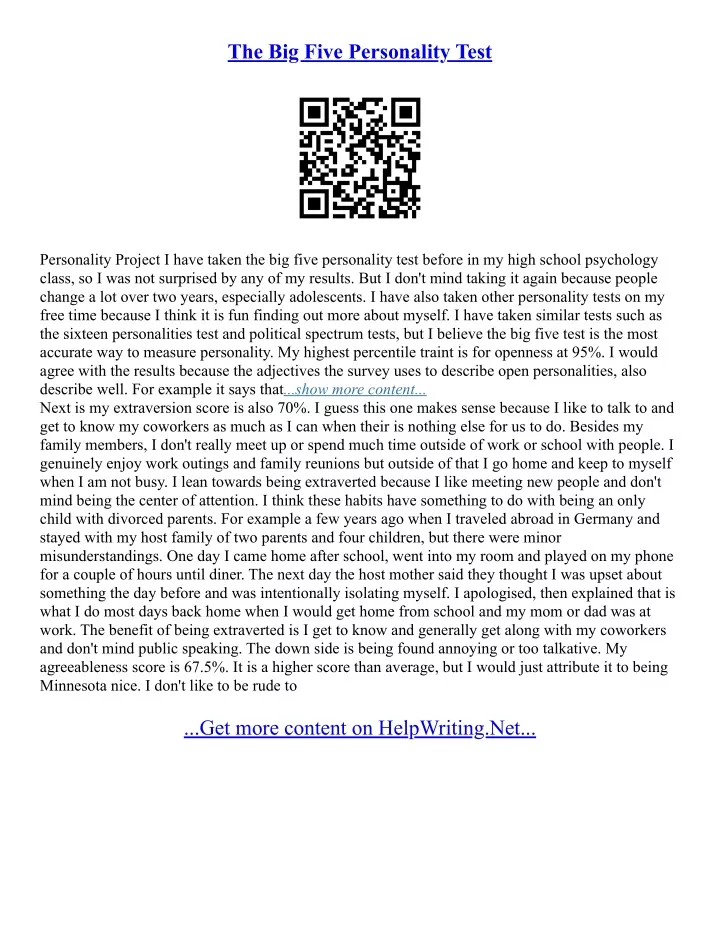 purpose of personality test essay