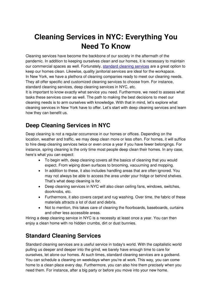 cleaning services in nyc everything you need