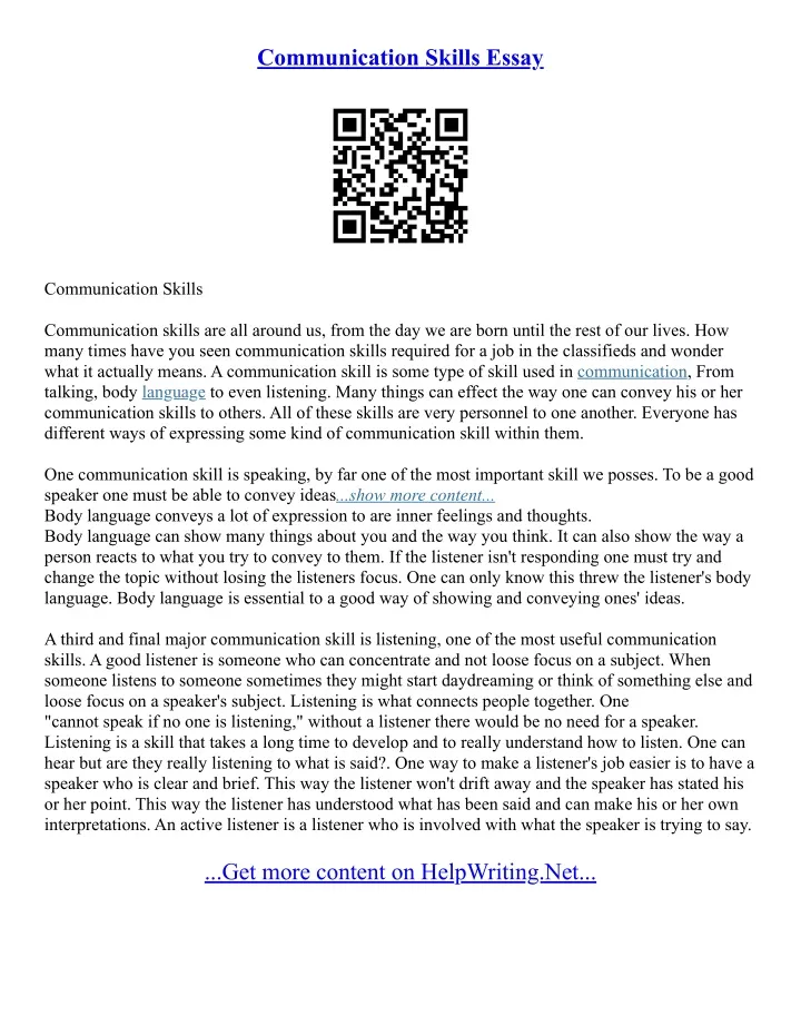 essay on teaching communication skills