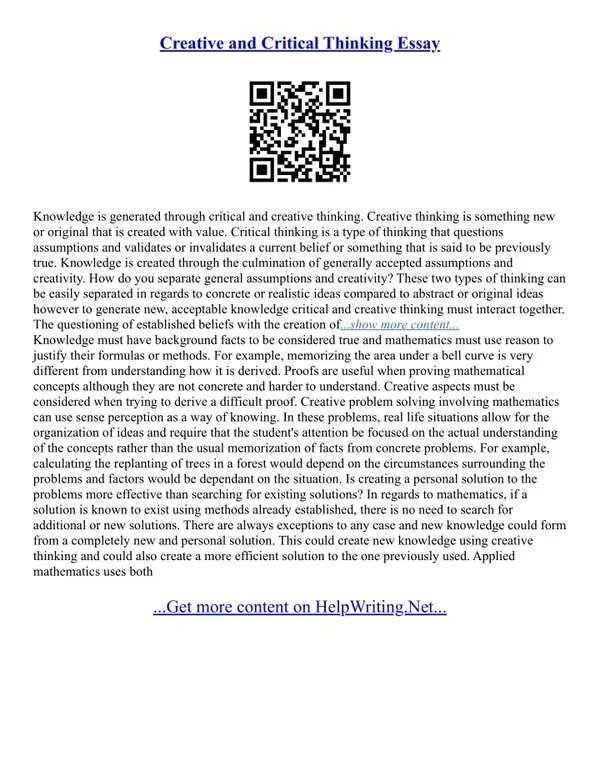 What Is A Critical Thinking Essay
