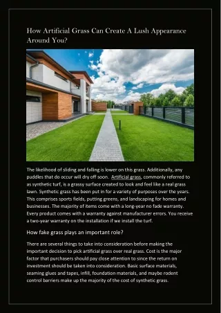 How Artificial Grass Can Create A Lush Appearance Around You?