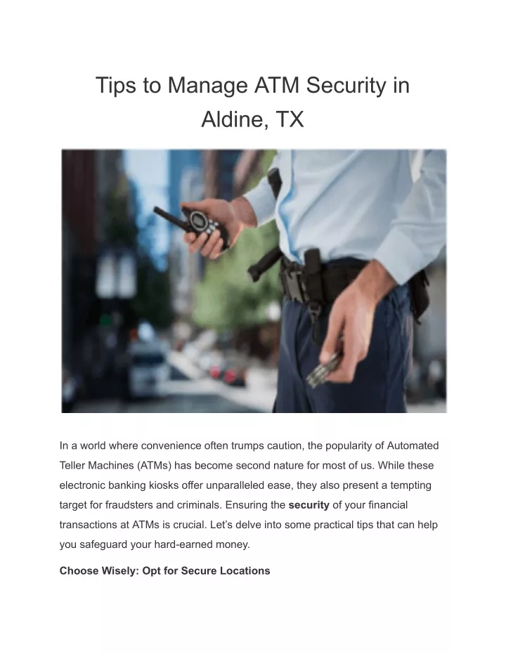 tips to manage atm security in aldine tx