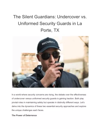 The Silent Guardians_ Undercover vs