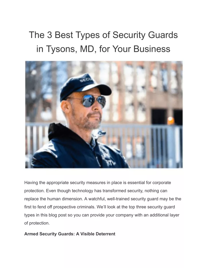 the 3 best types of security guards in tysons